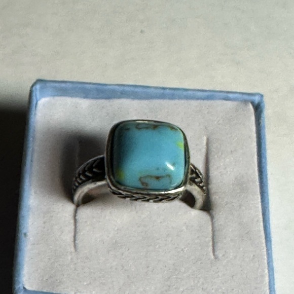Turquoise Stone Silver Ring - Blue Gemstone  Ring - Picture 3 of 4